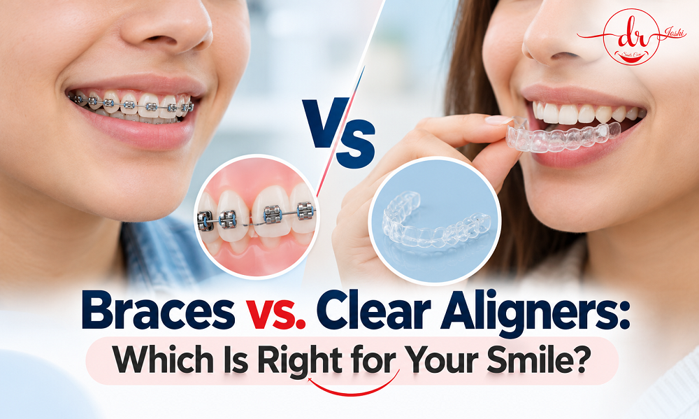 Braces vs. Clear Aligners: Comparing Traditional Braces and Clear Aligners for Teeth Straightening | Dr. Joshi Smile Care, Bhopal
